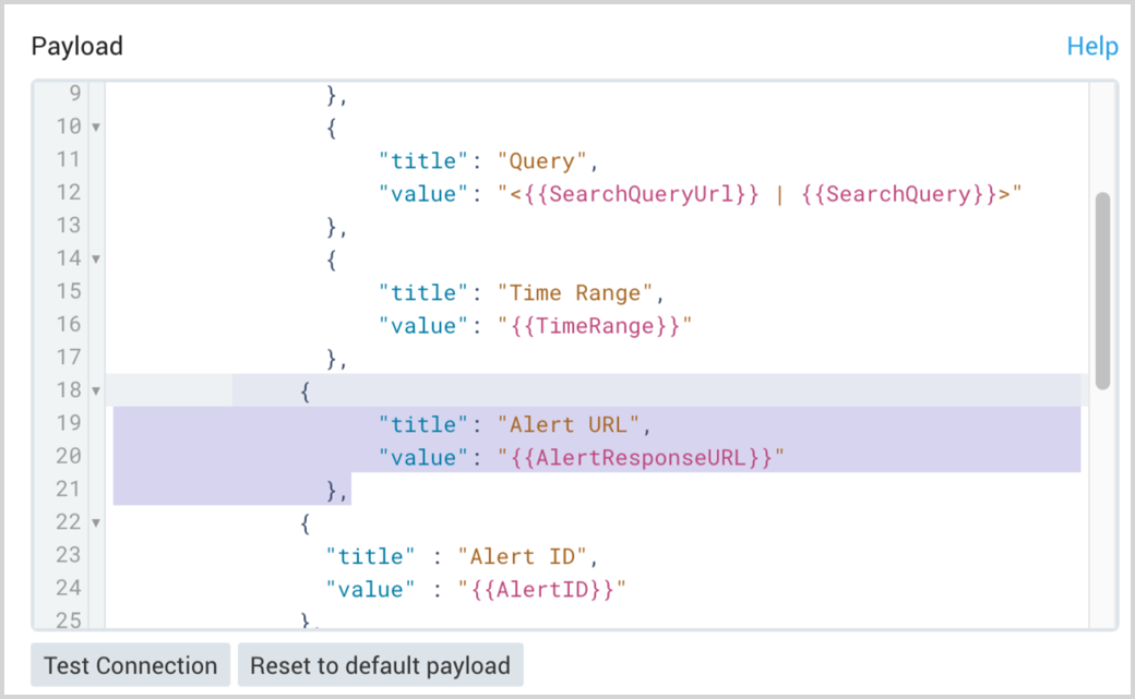 Alert response URL example