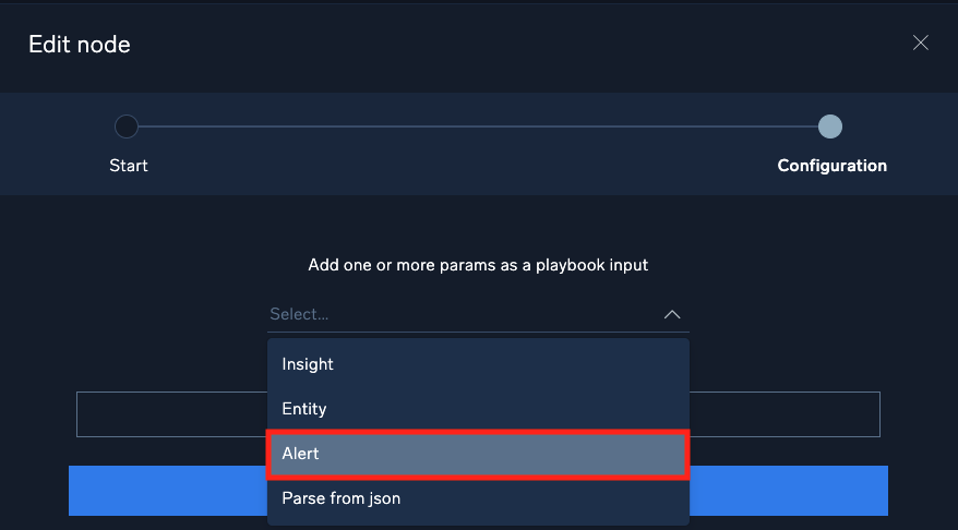 Payload parameters from an alert