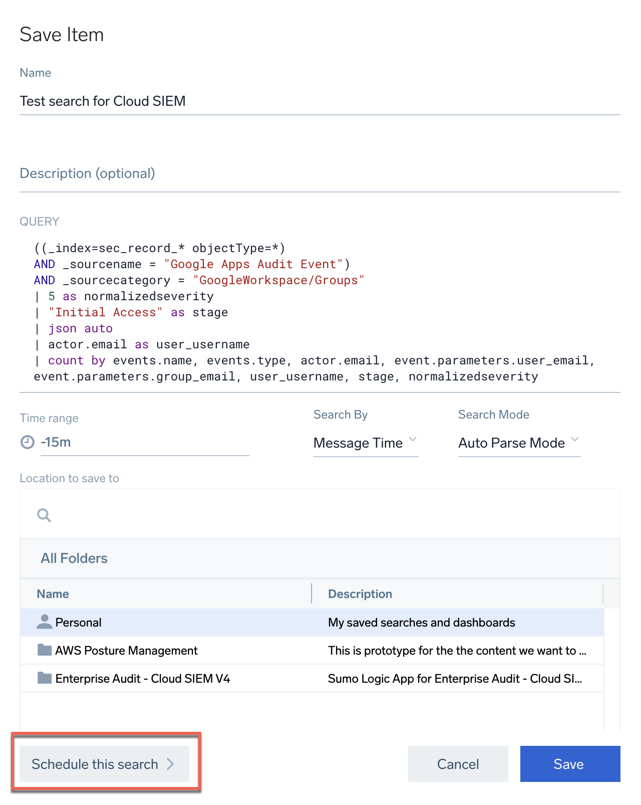 Save as scheduled search