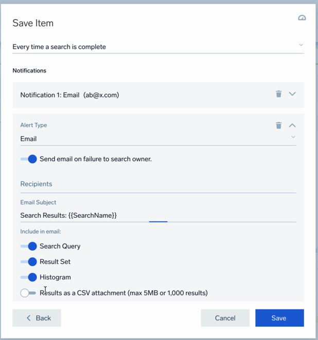 First notification collapsed into a summary row, with a second Alert Type block added below it