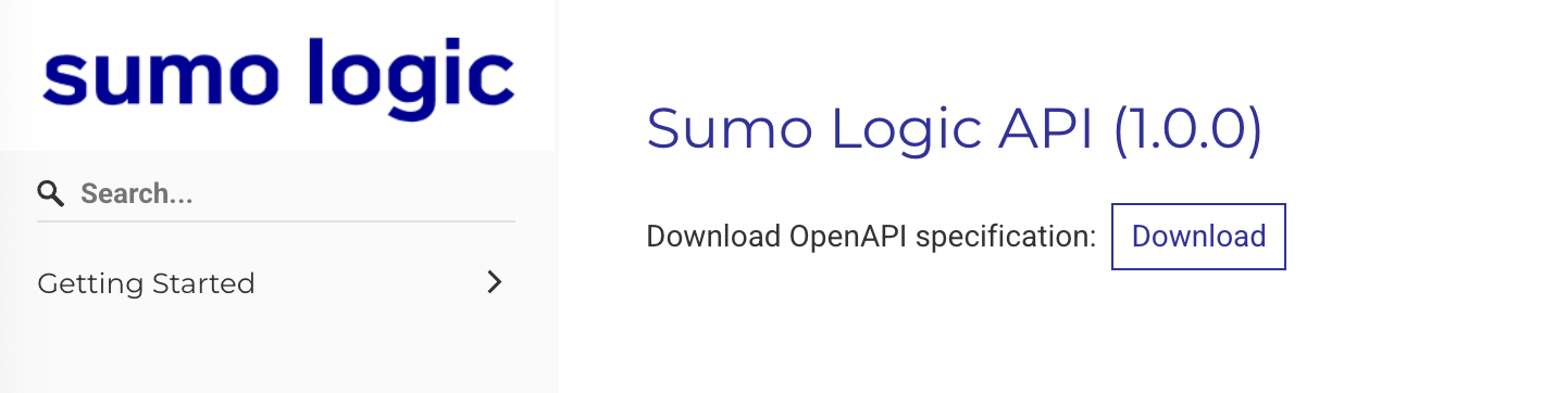 Button to download Sumo Logic OpenAPI Specification