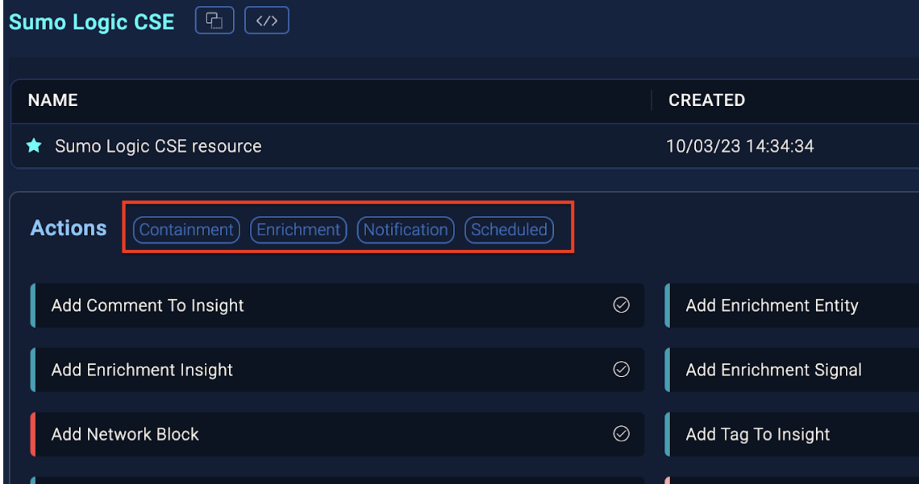Integration with all actions