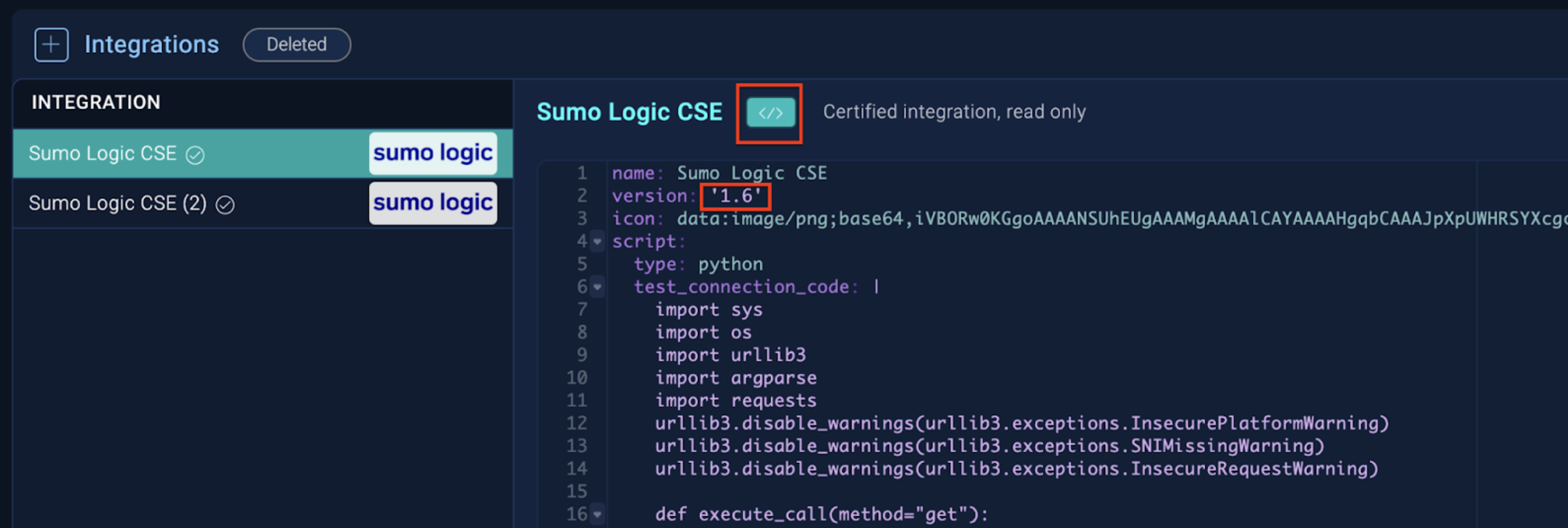 Integration code mode