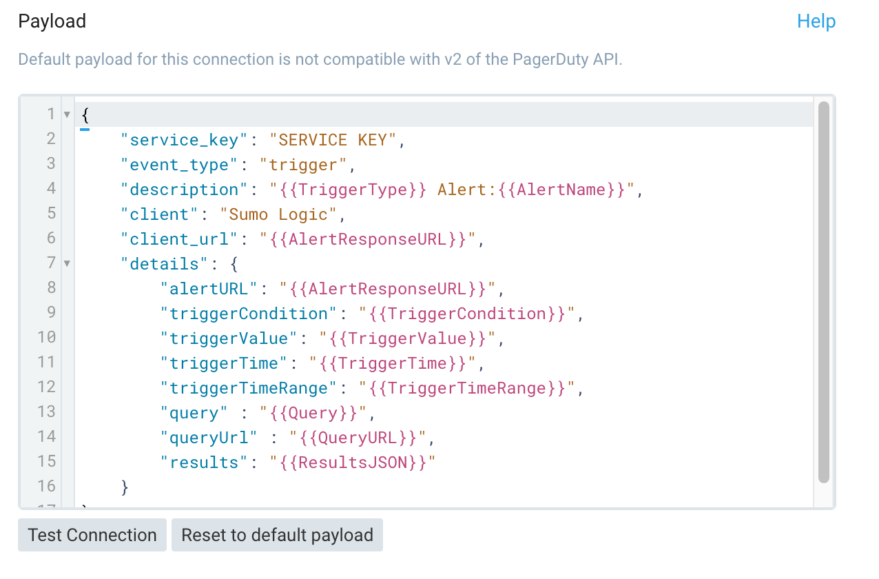 PagerDuty default payload