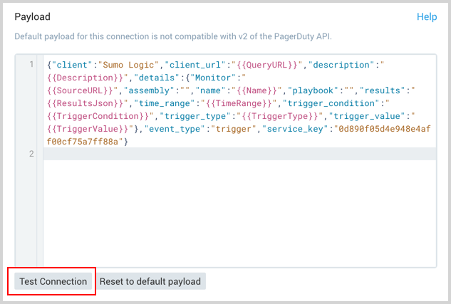 Test connection button