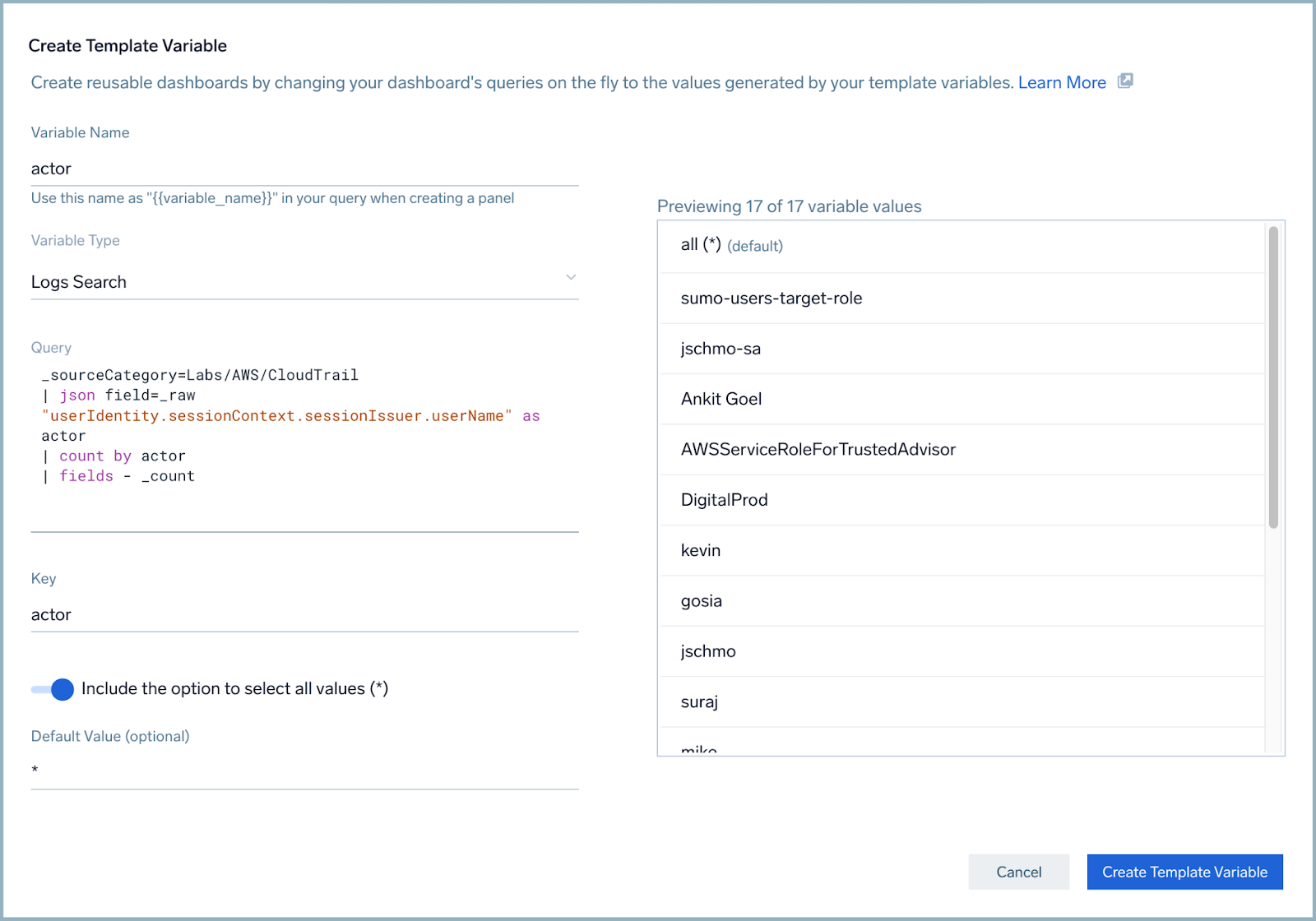 Create another template variable
