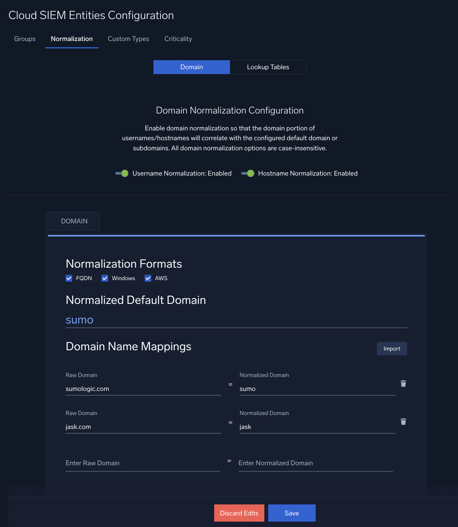 Configuration dialog