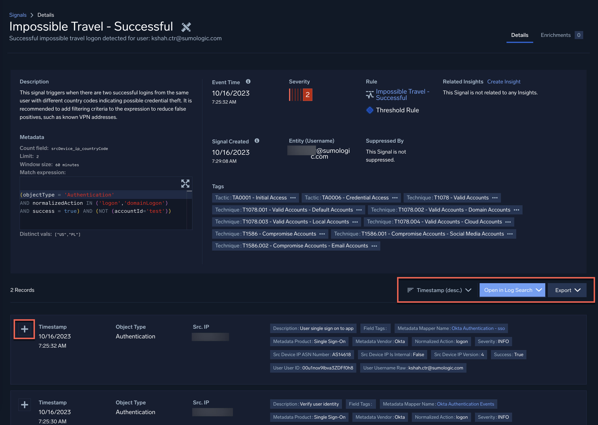 View attached records