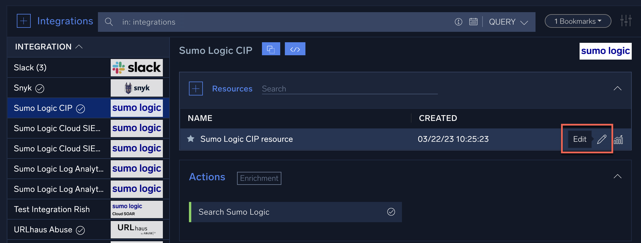 Resource edit button