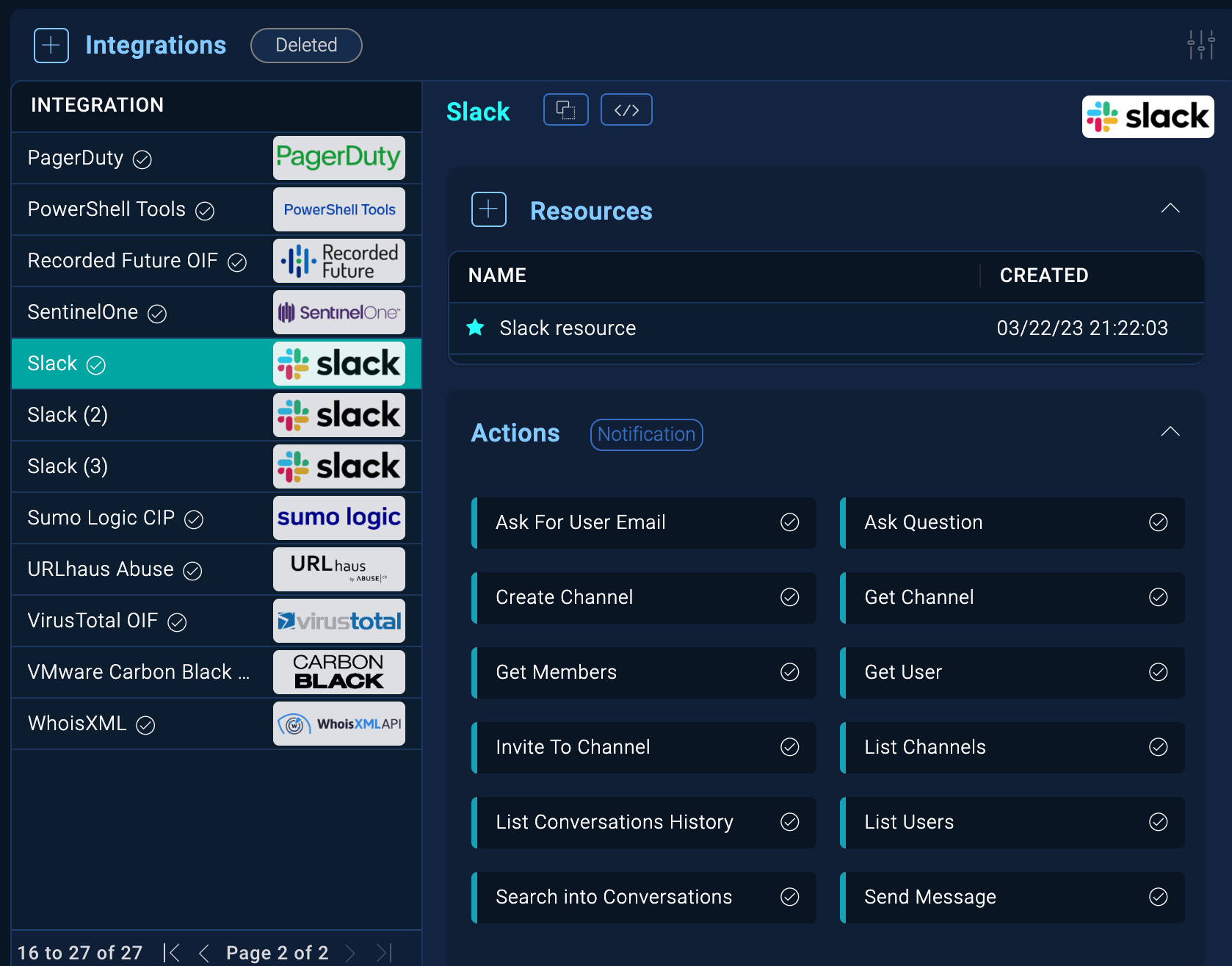 Actions on an integration