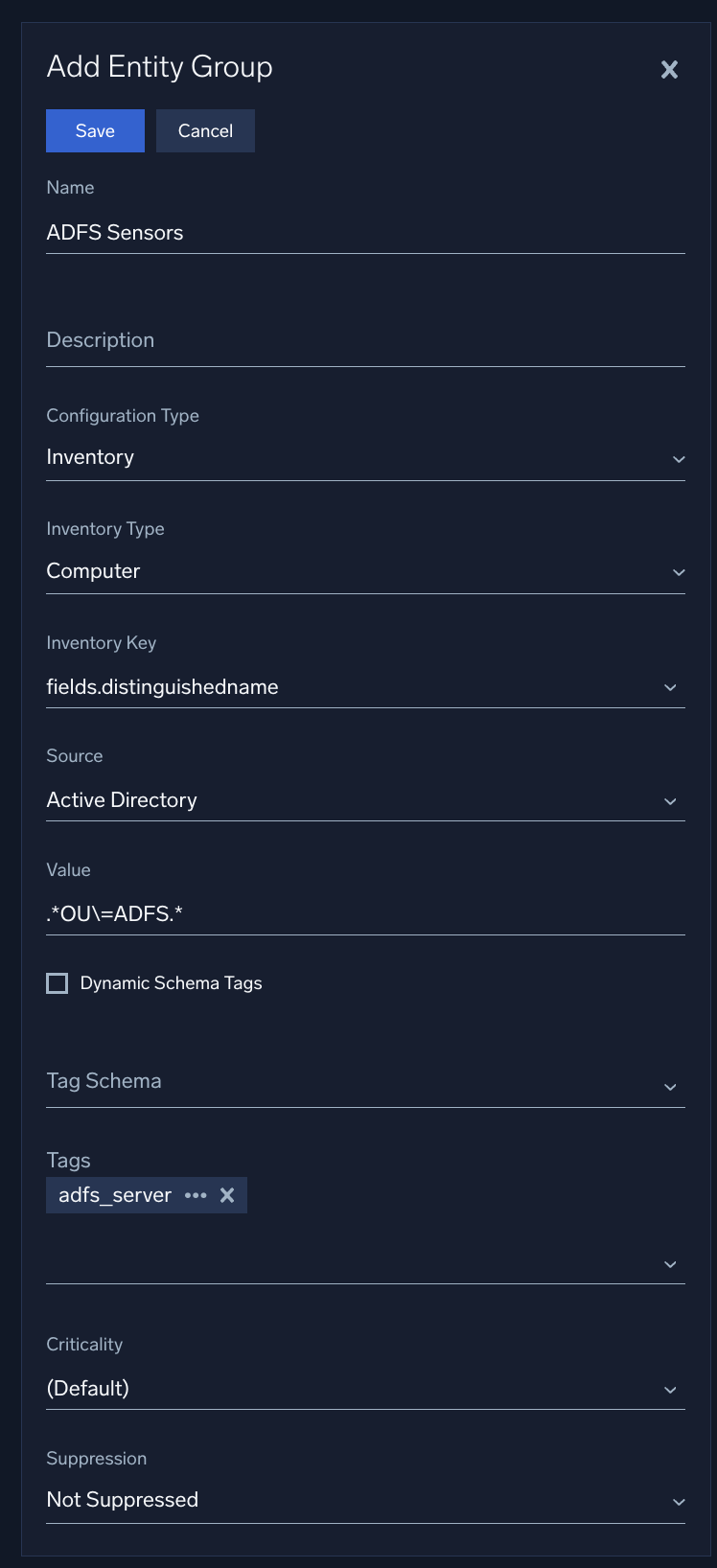 Create an entity group based on inventory