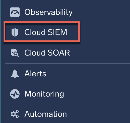 Cloud SIEM menu option