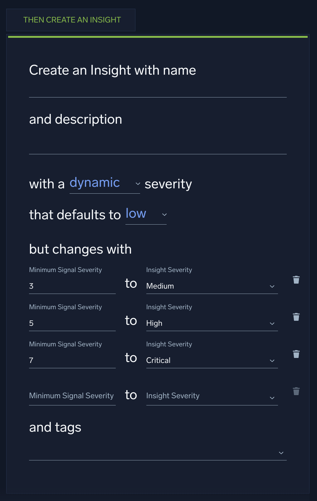 Example dynamic severity