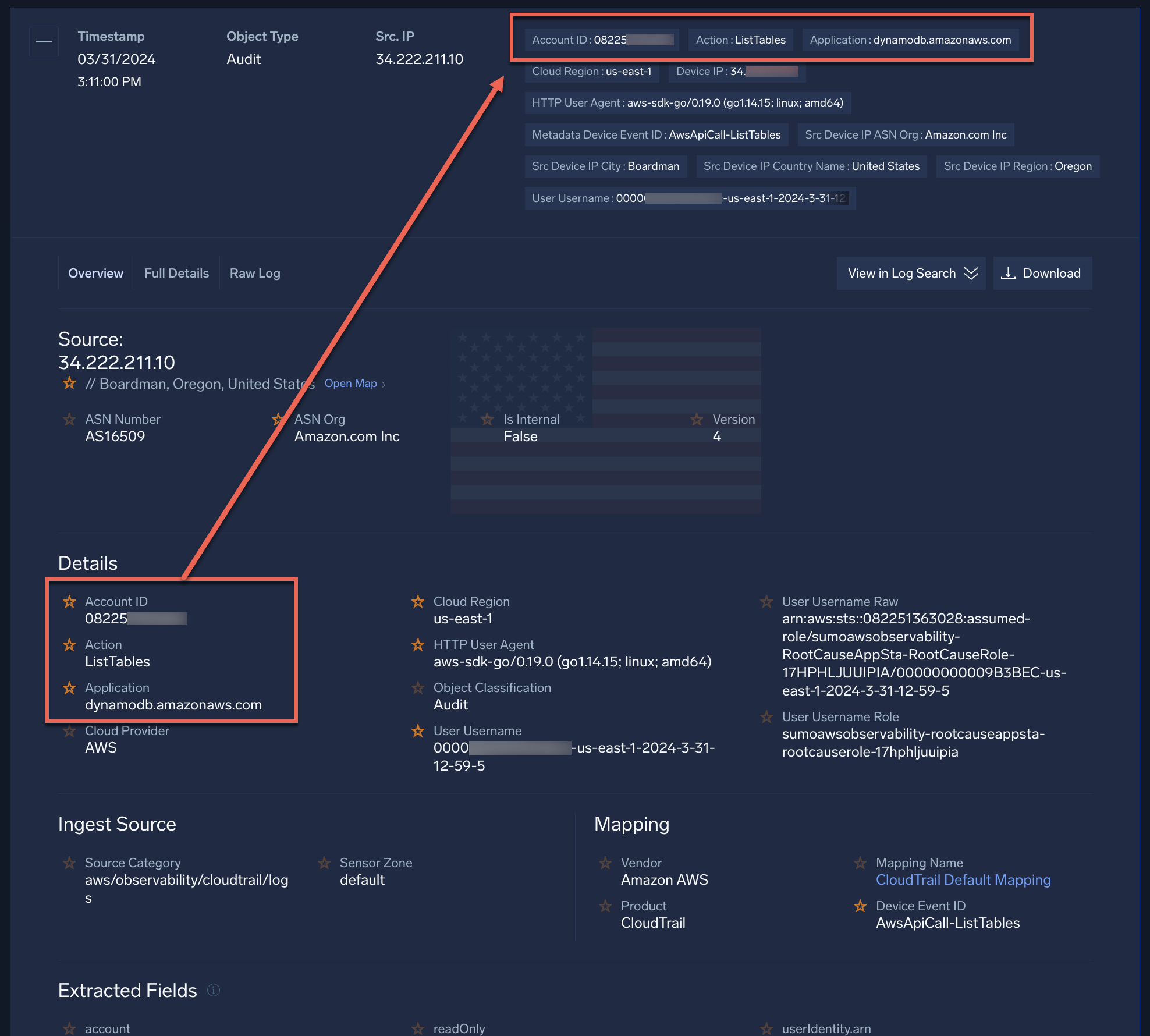Example record with favorite fields
