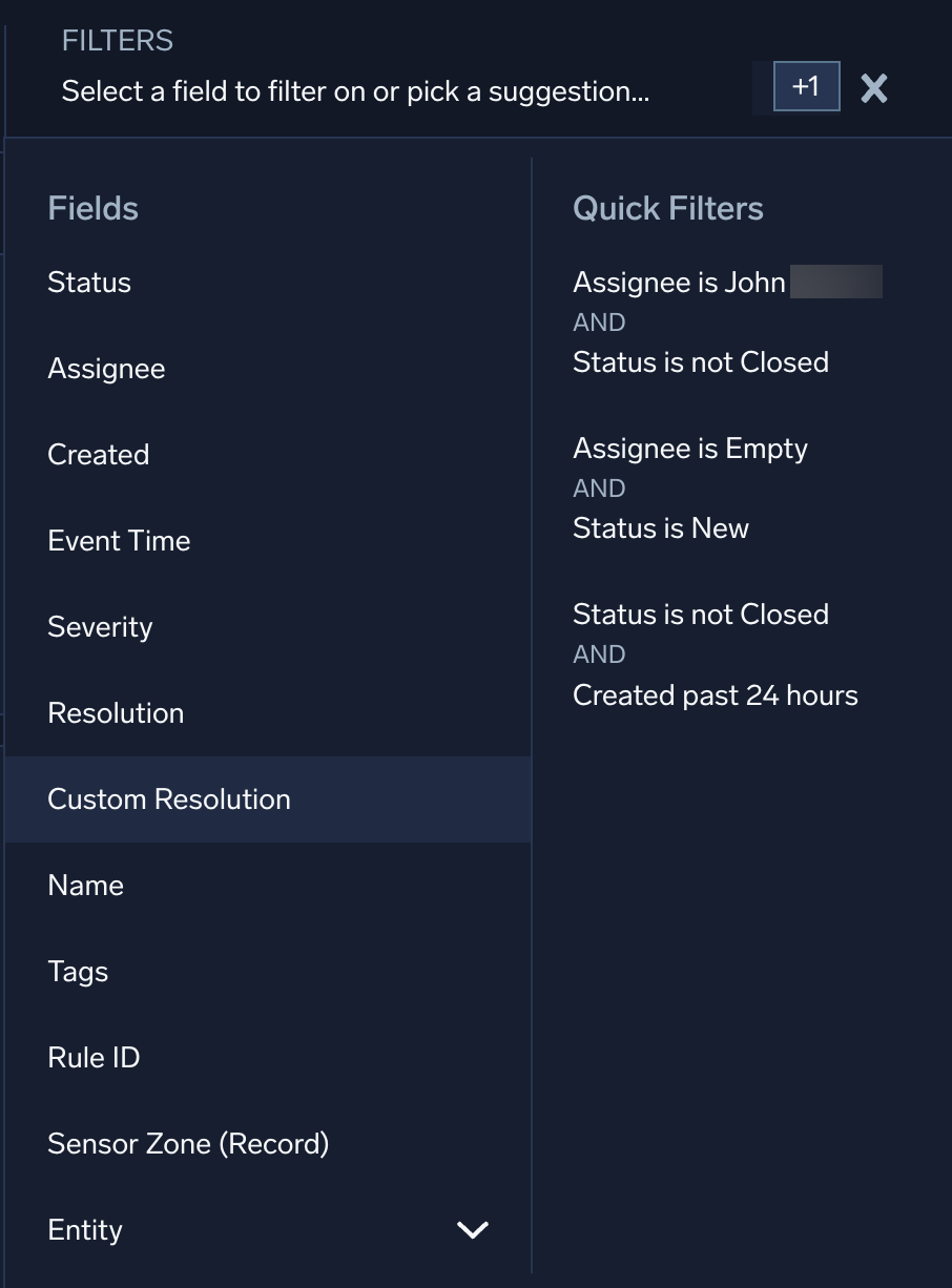 Filter options