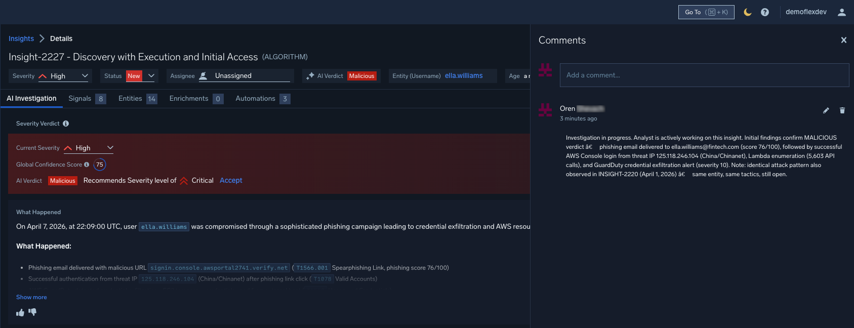 Adding a comment to an insight via Mobot