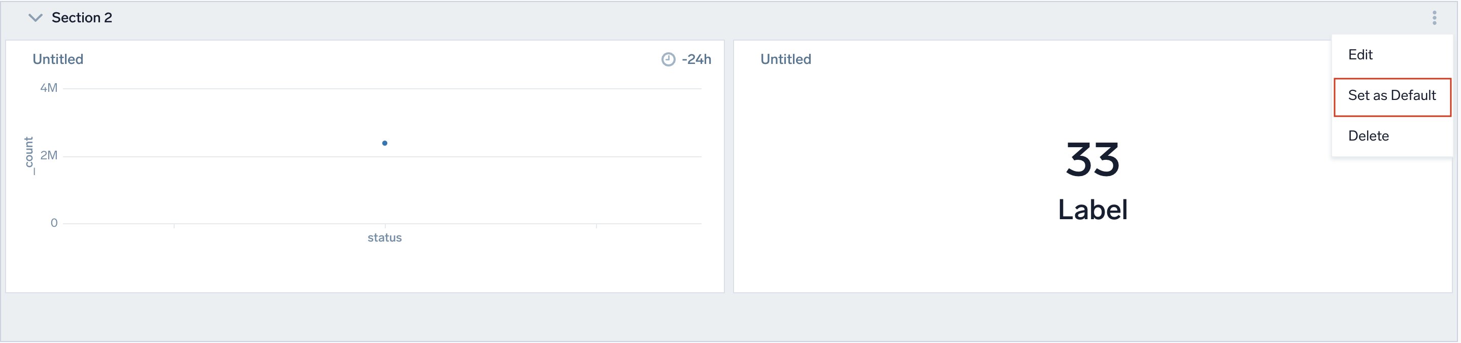 Set as Default option in the section kebab menu