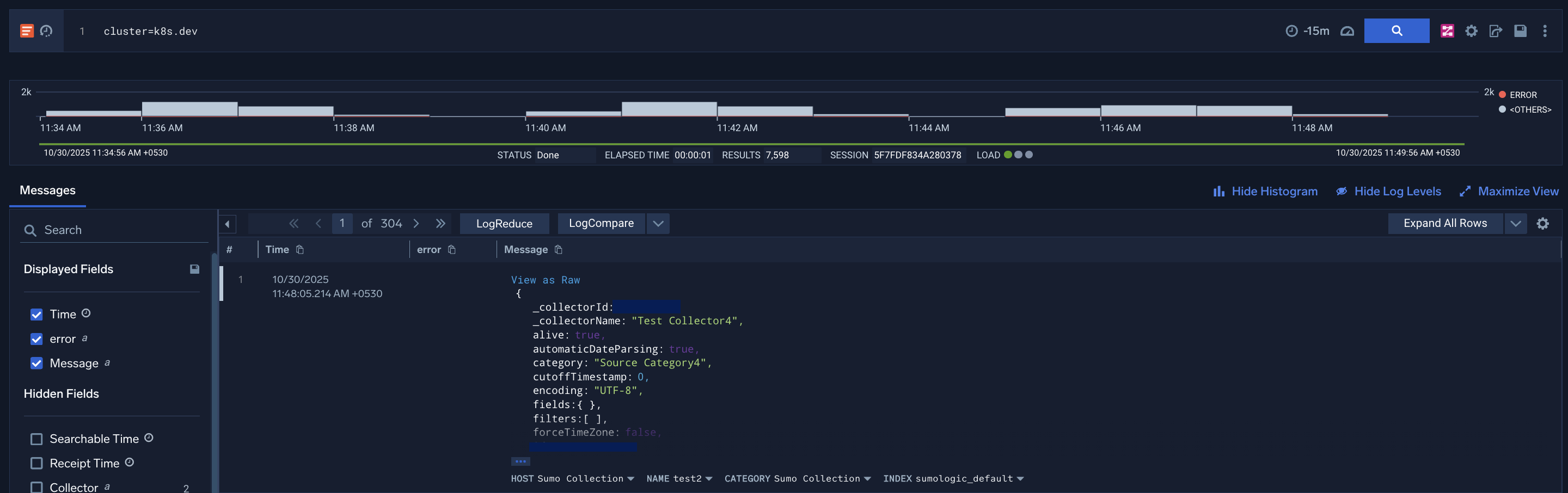 Collector field search results