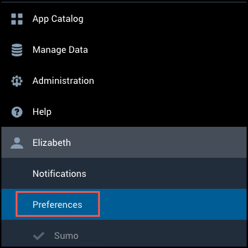 Preferences selected in list