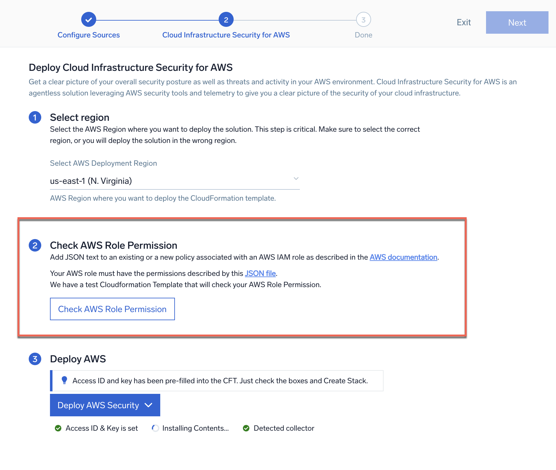 Check AWS role permission
