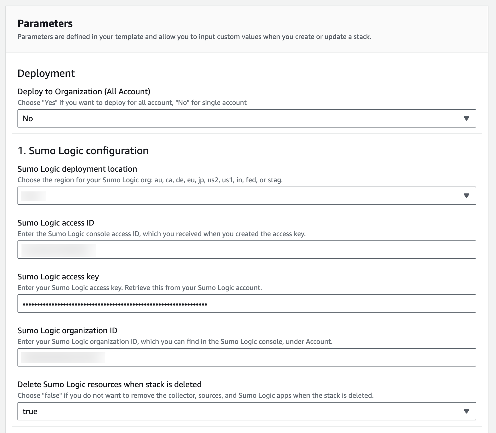 Sumo Logic configuration