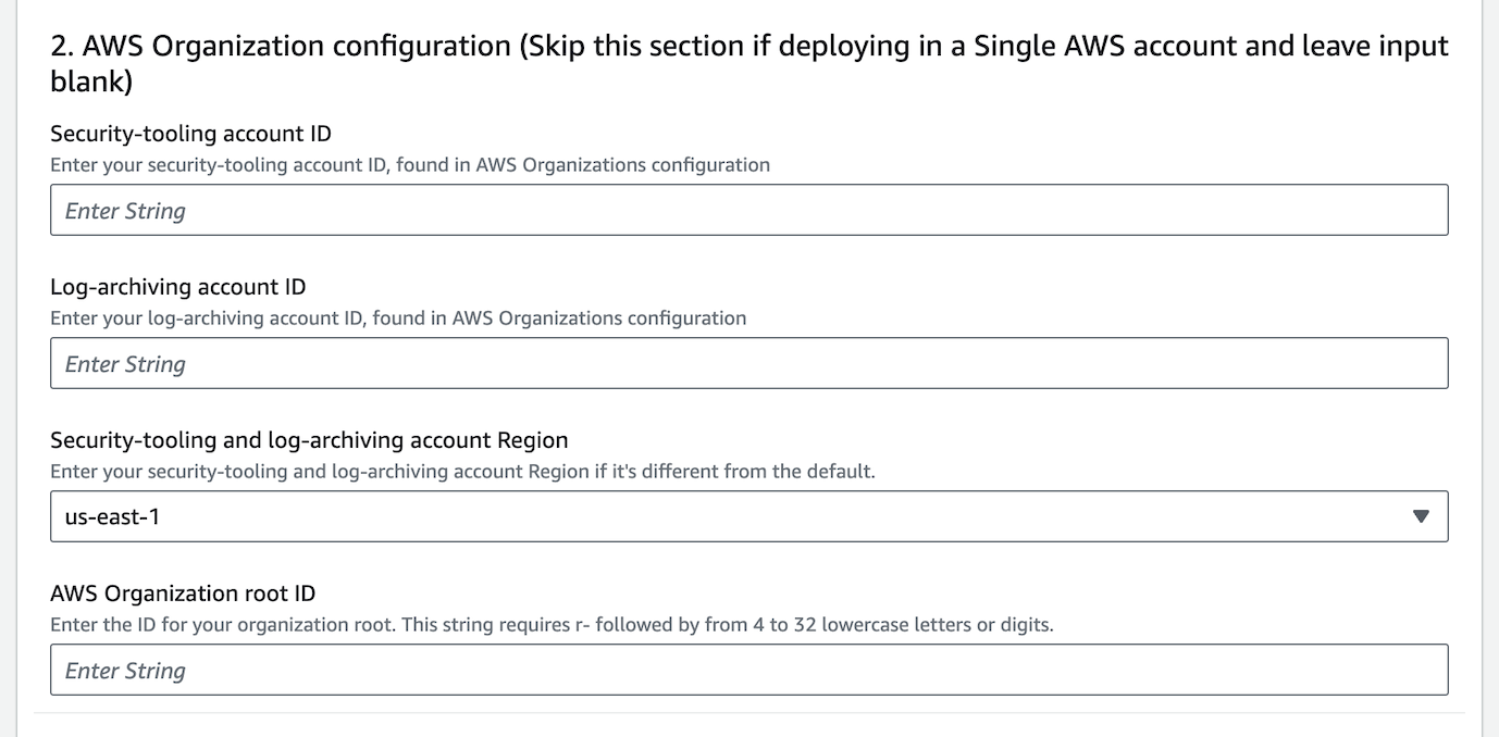 AWS organization configuration