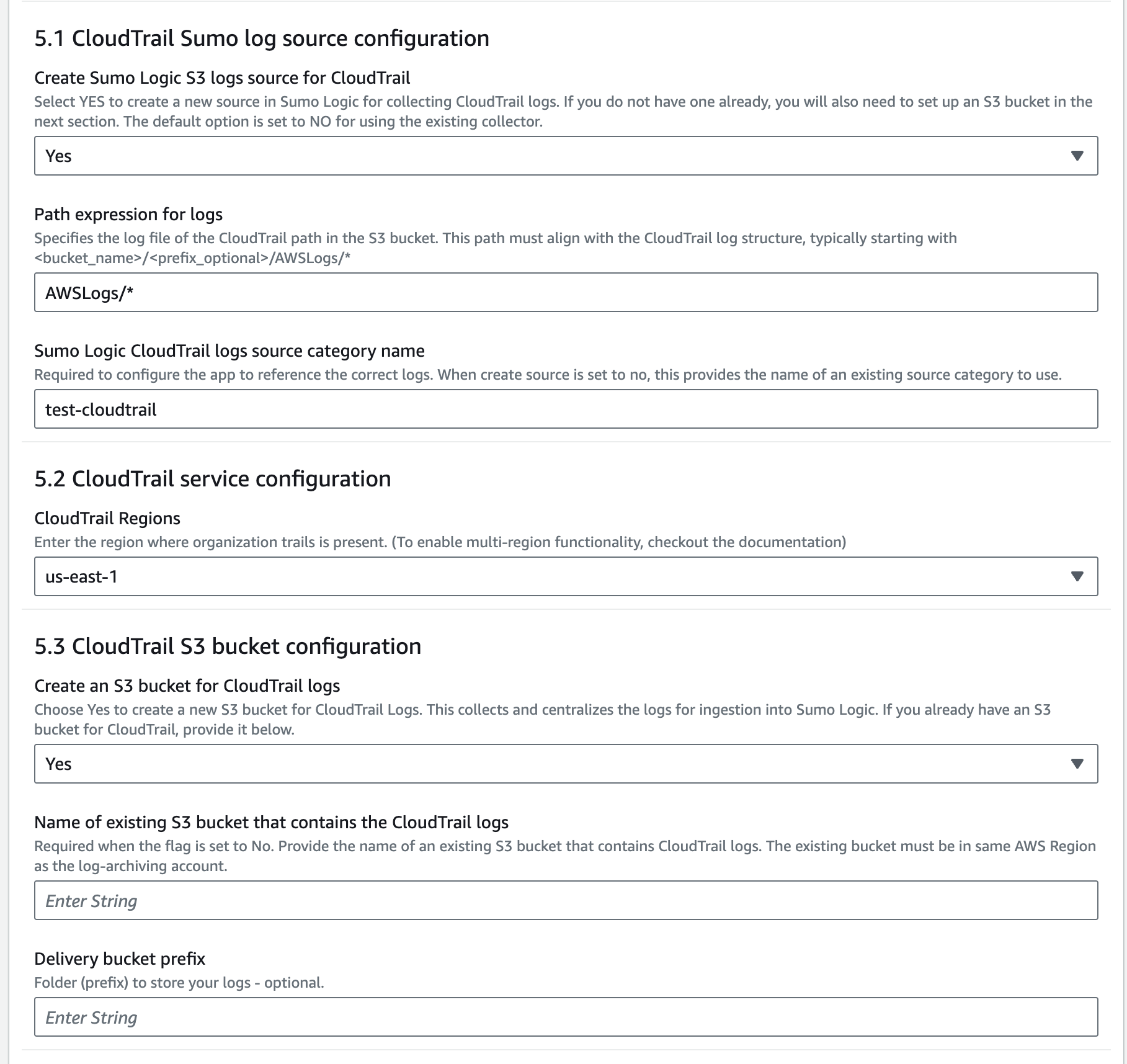 CloudTrail configuration