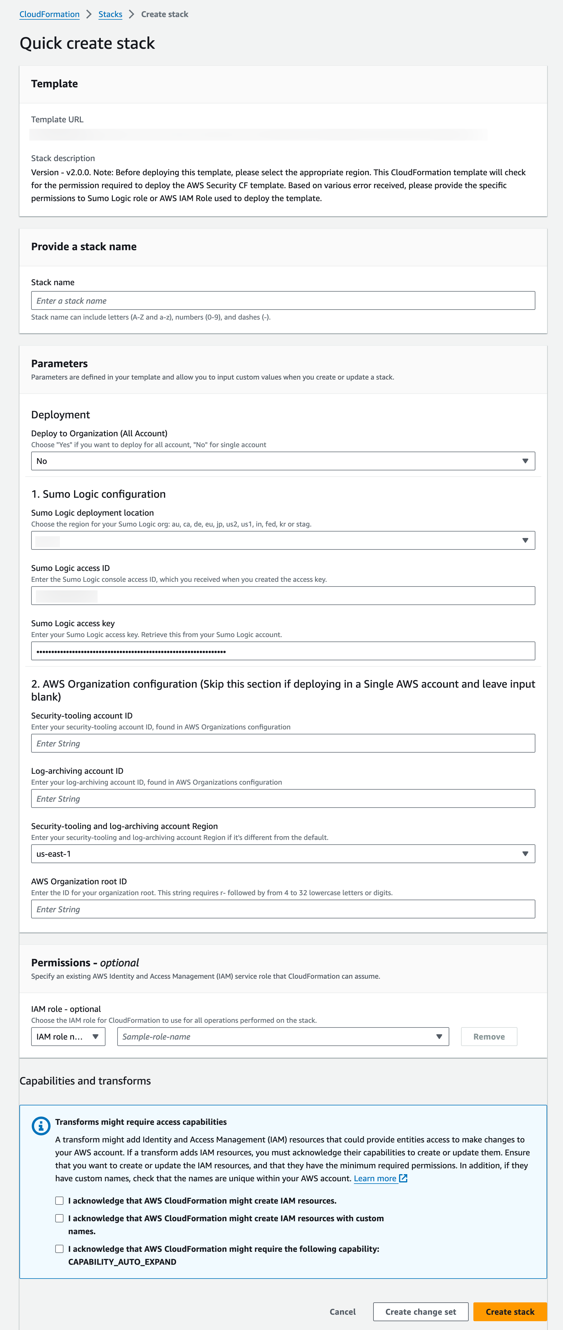 Create permissions stack