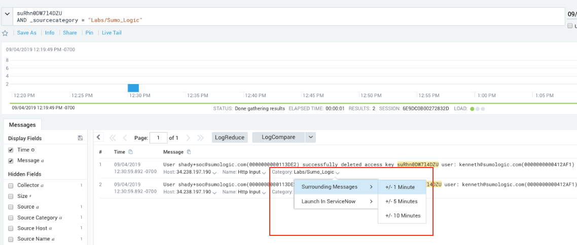 TSS Surrounding Log messages