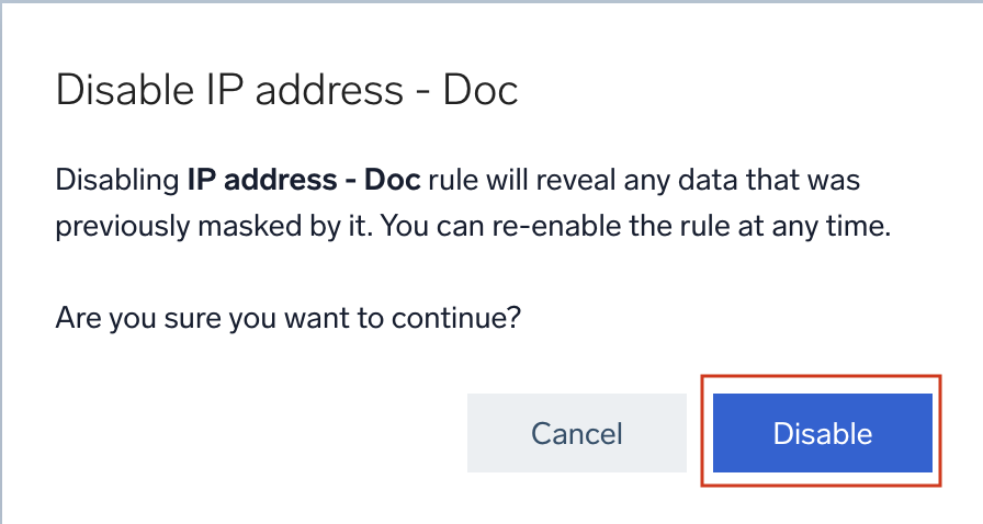 Disable Rule Confirmation Dialog