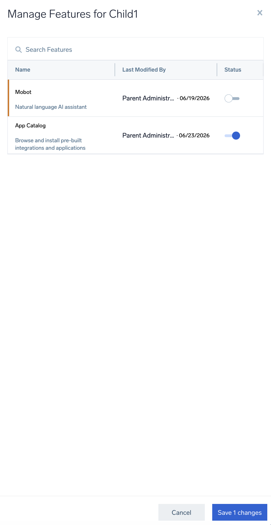 De-select Features Button