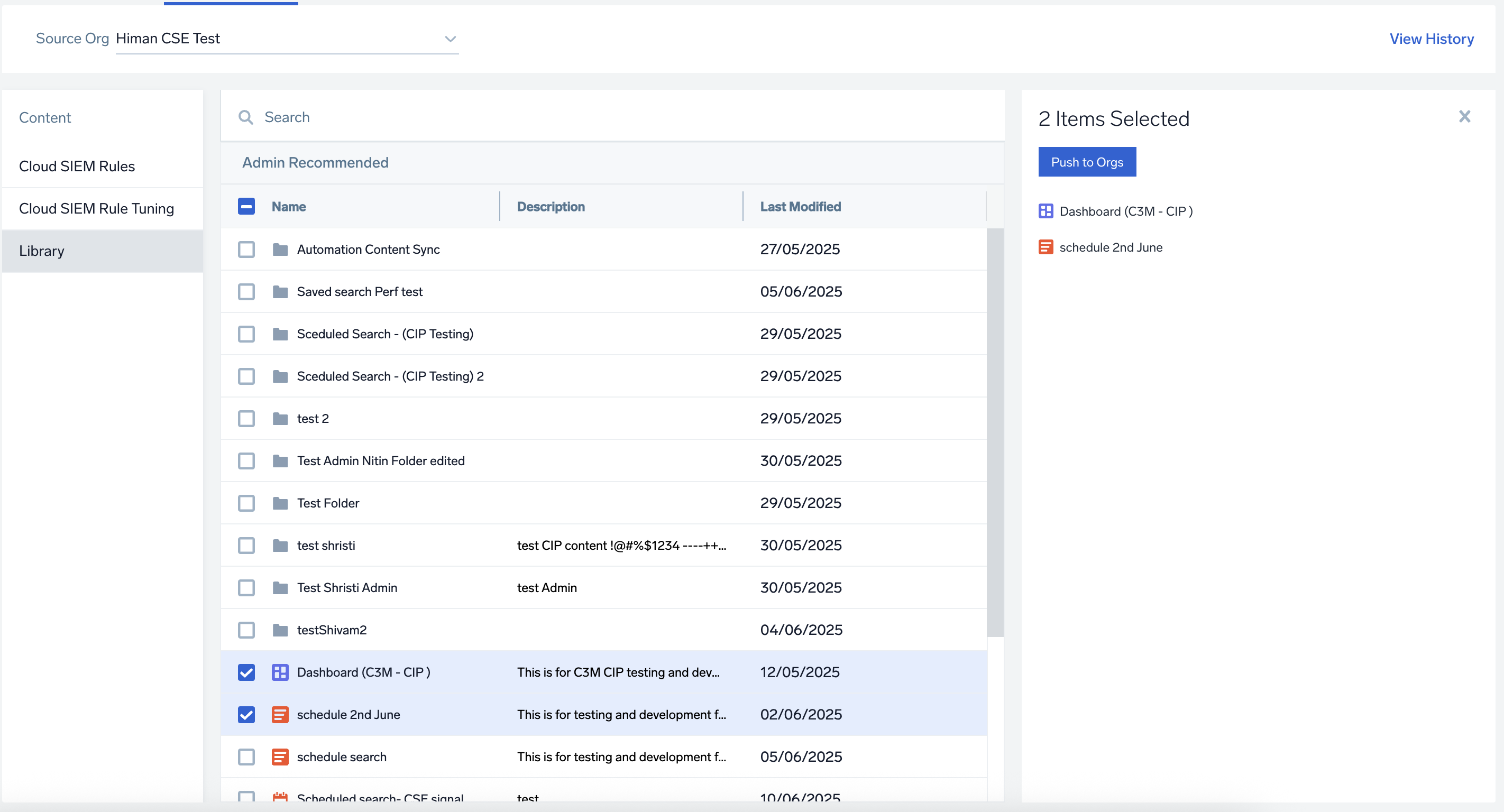 Update Selected Items button