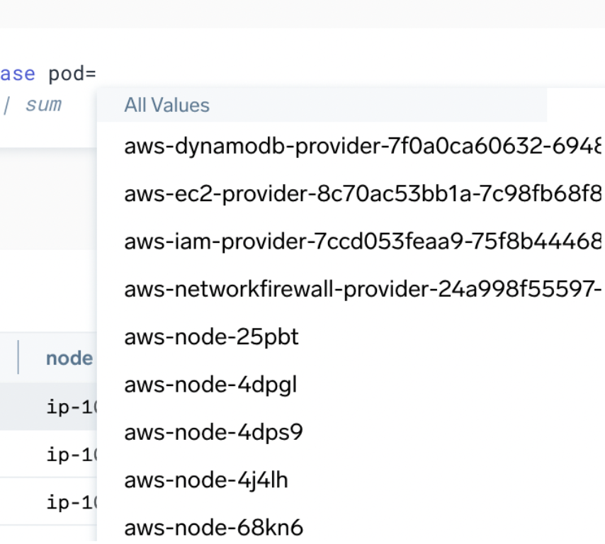 What values exist for a specific tag