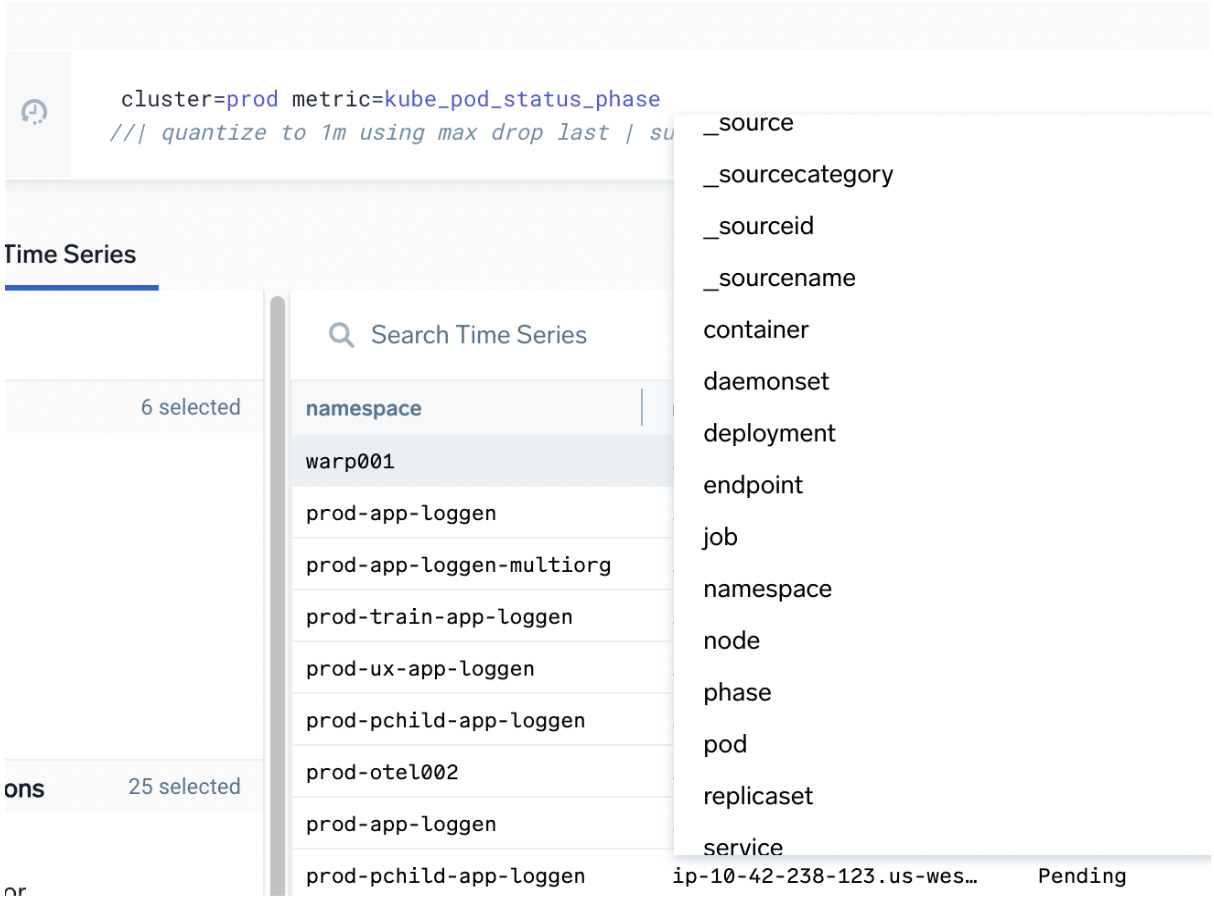 Which metrics exist for a specific scope