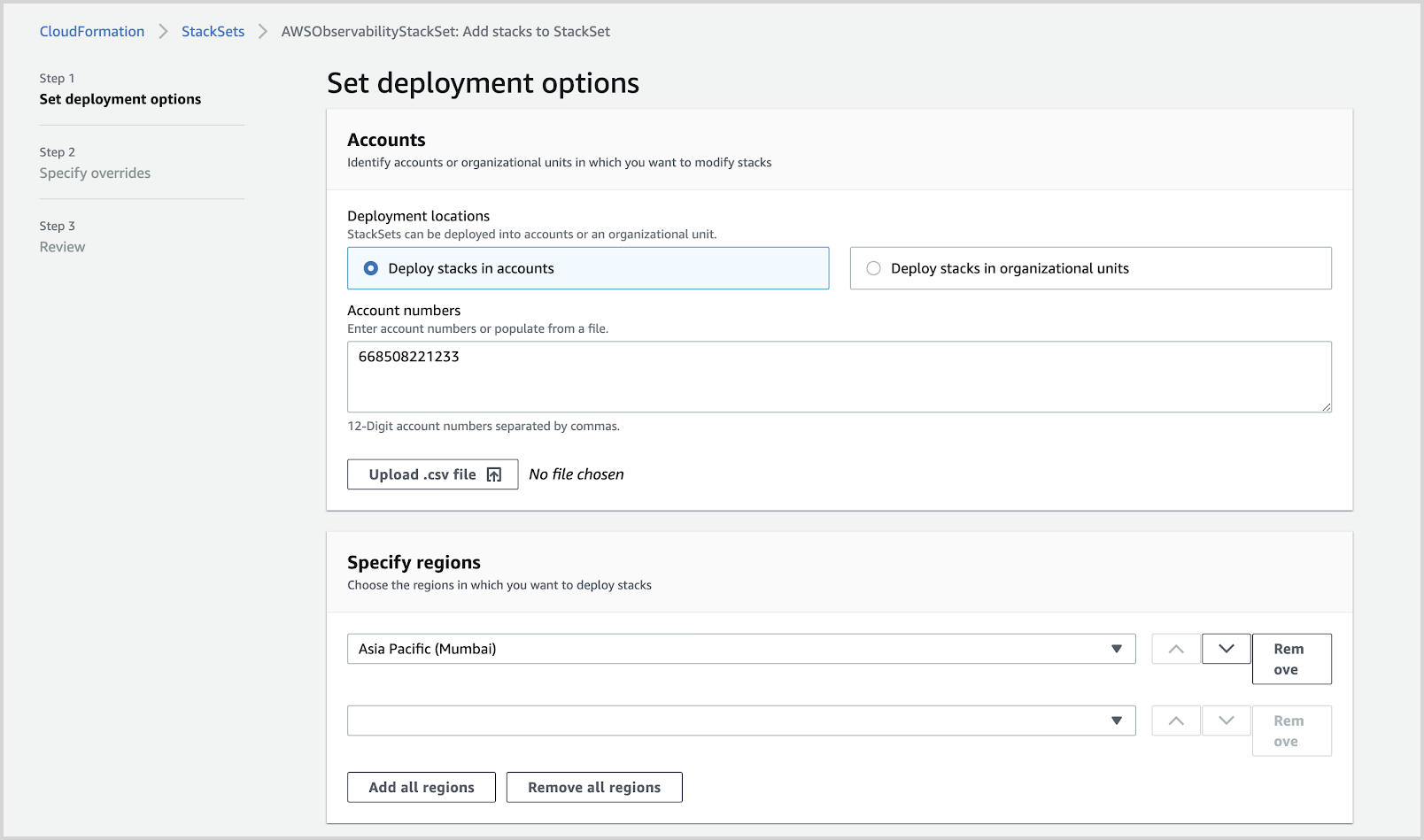 Set deployment options