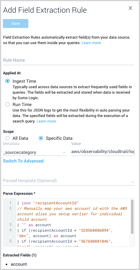 Field Extraction rule