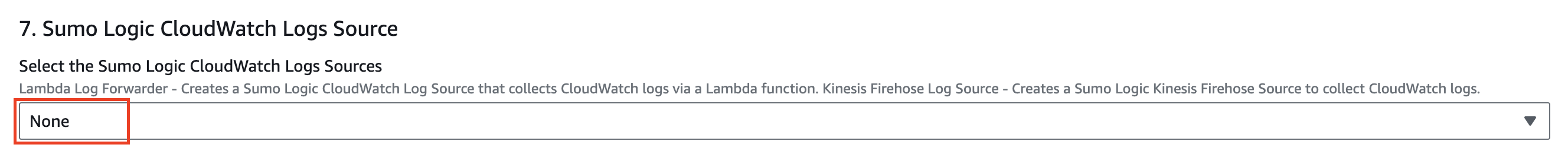 Select Sumo Logic CloudWatch Logs Source