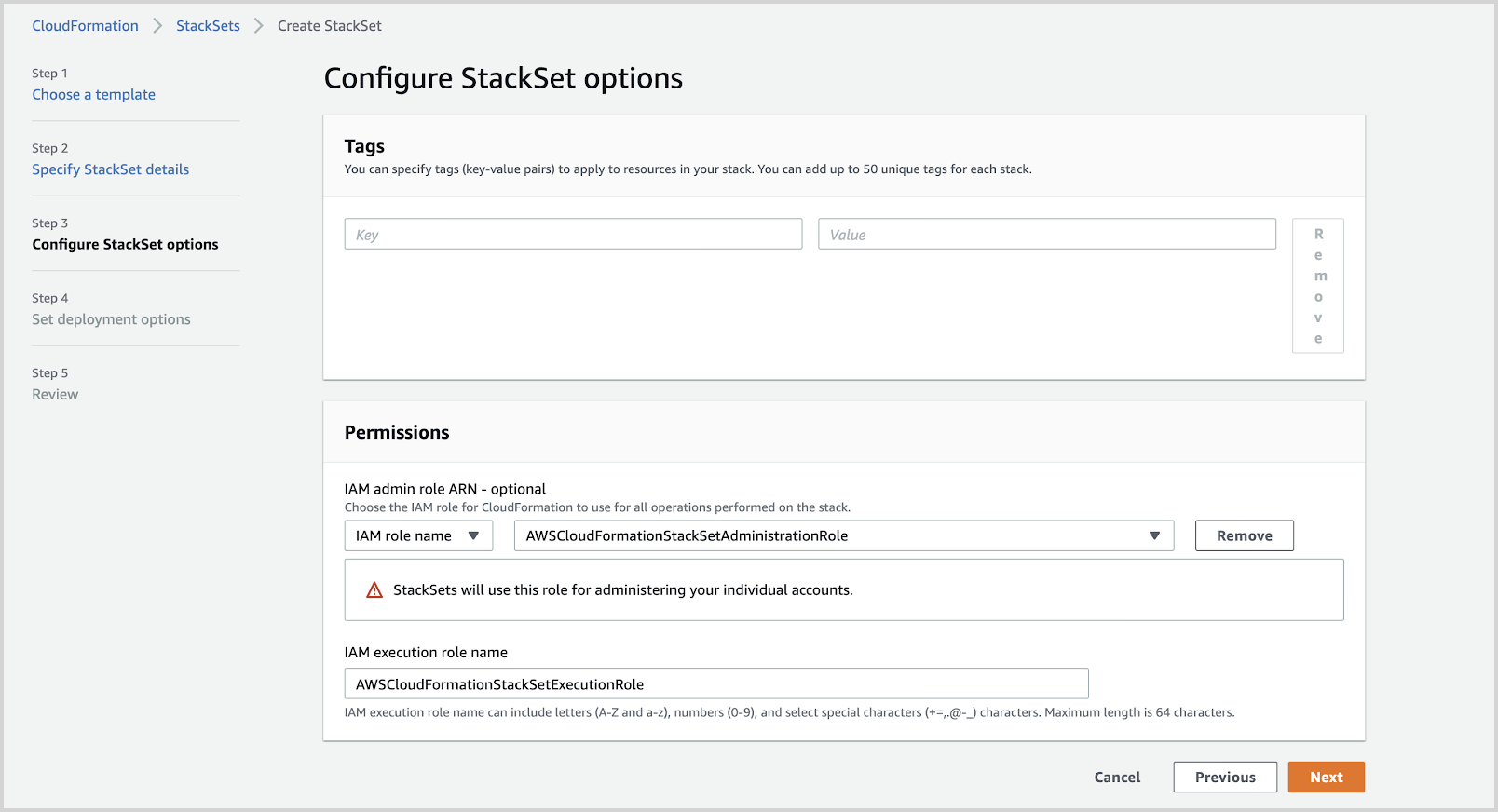 Configure StackSet options