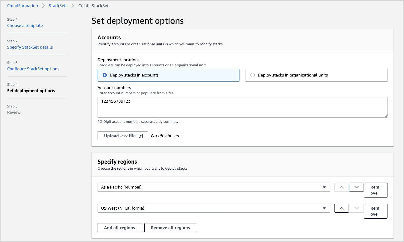 Set deployment options