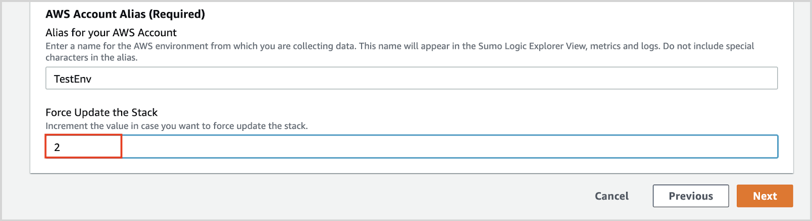 Force Update the Stack parameter