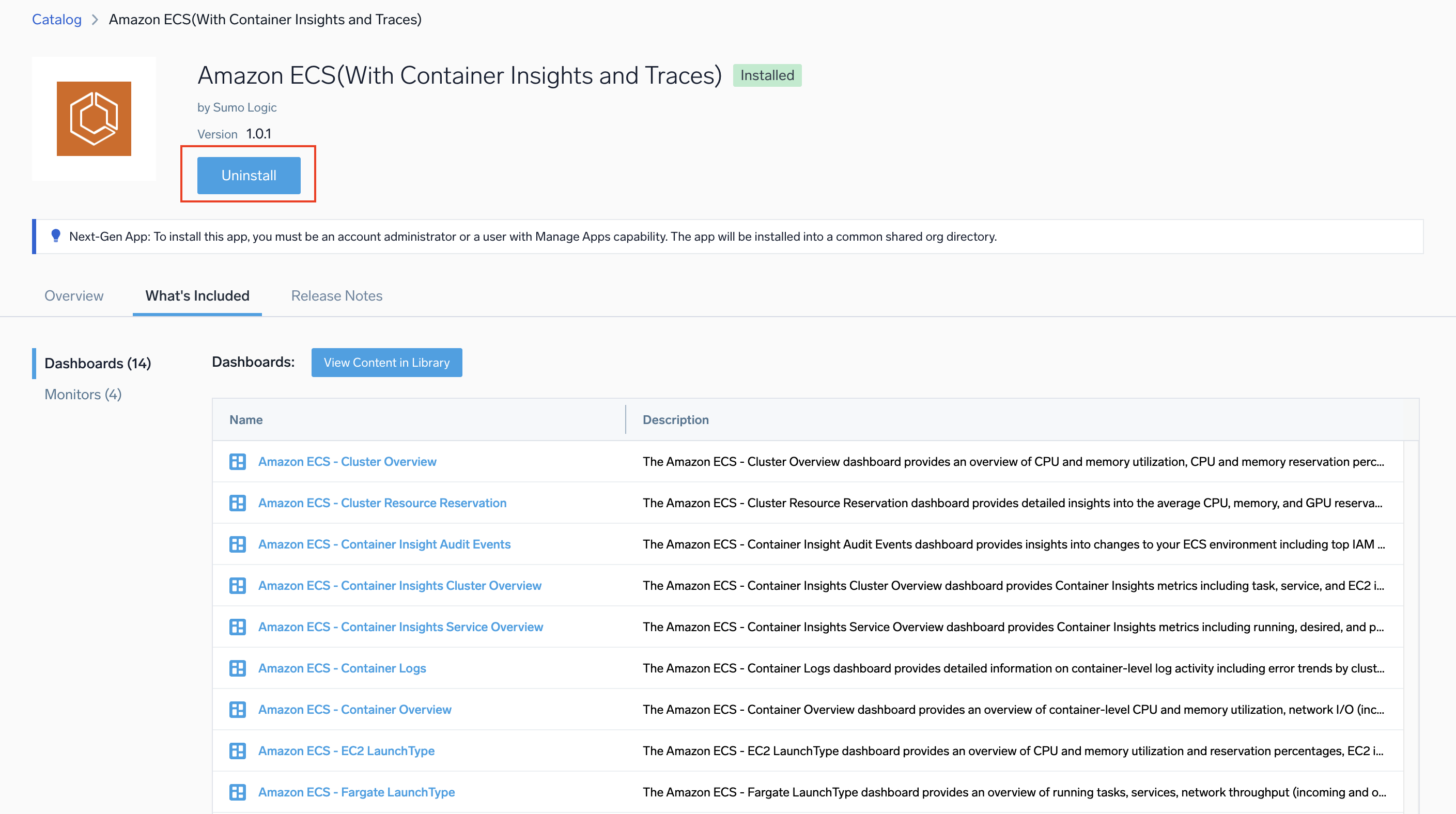 Delete installed AWS Observability apps