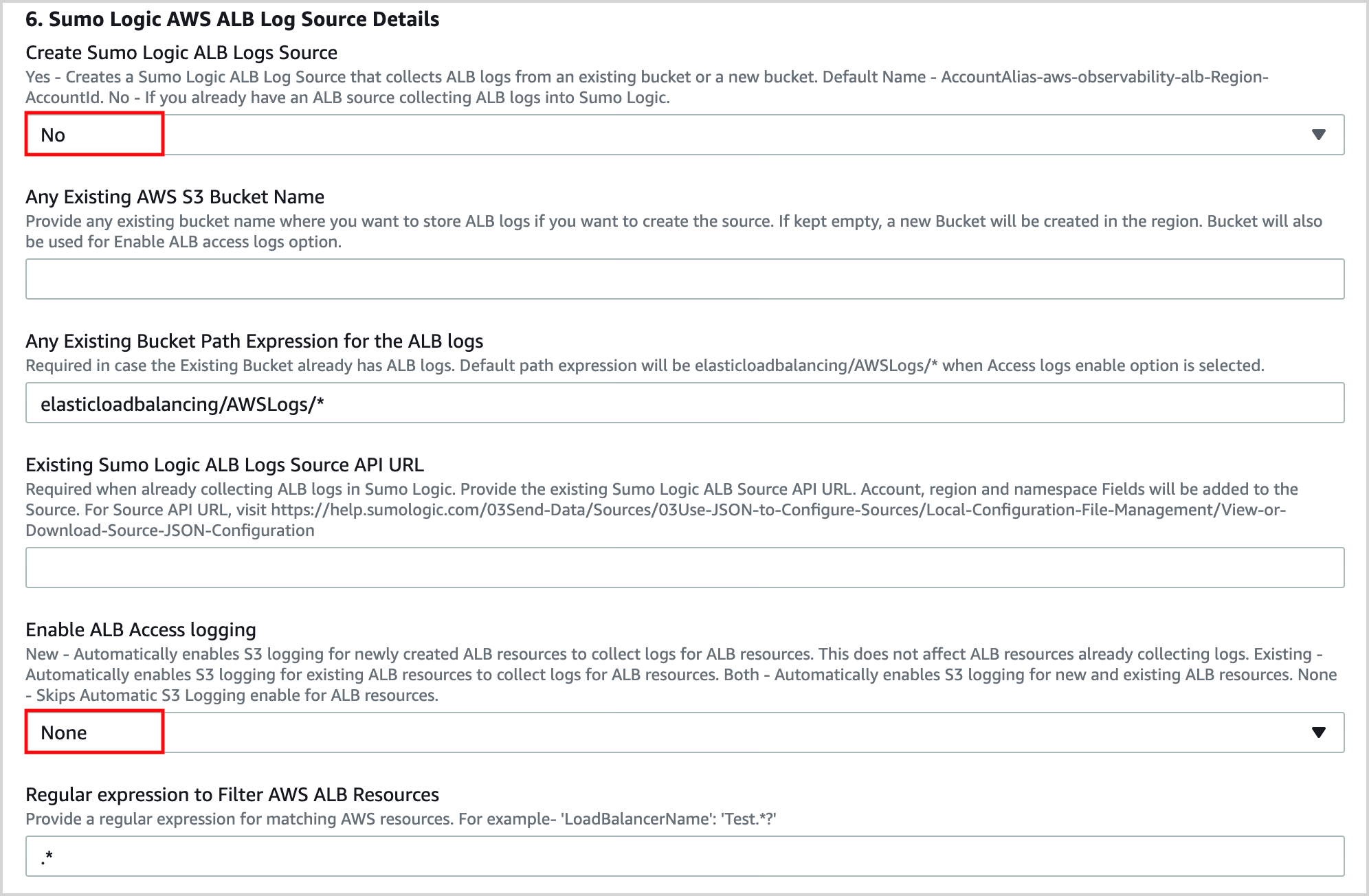 Sumo Logic AWS ALB Log Source Details