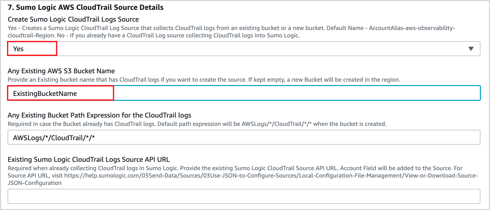Any Existing Bucket Path Expression for the CloudTrail logs