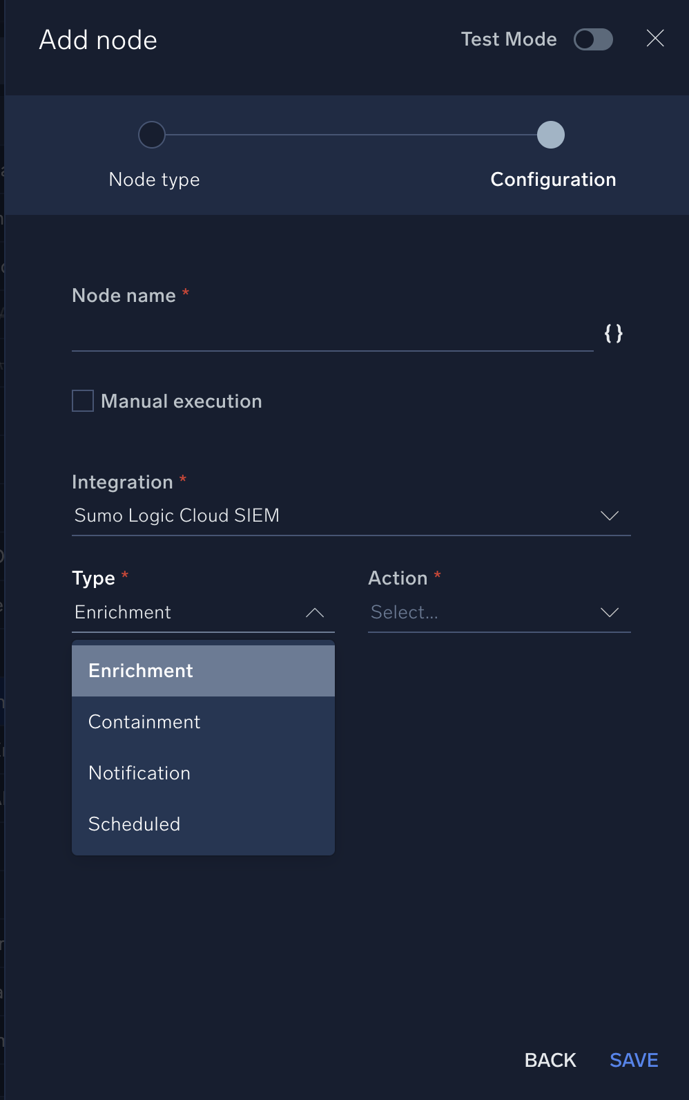 Action types on Sumo Logic Cloud SIEM integration