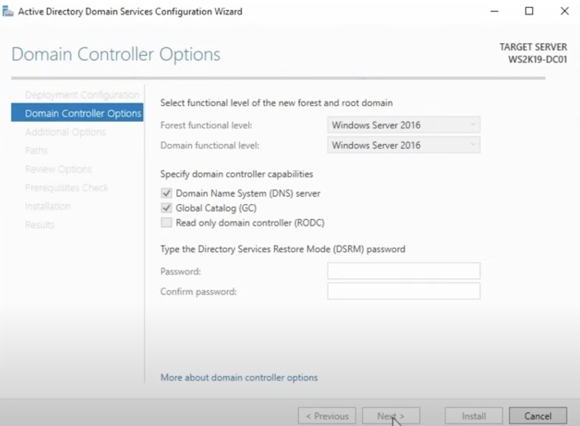 Domain controller options