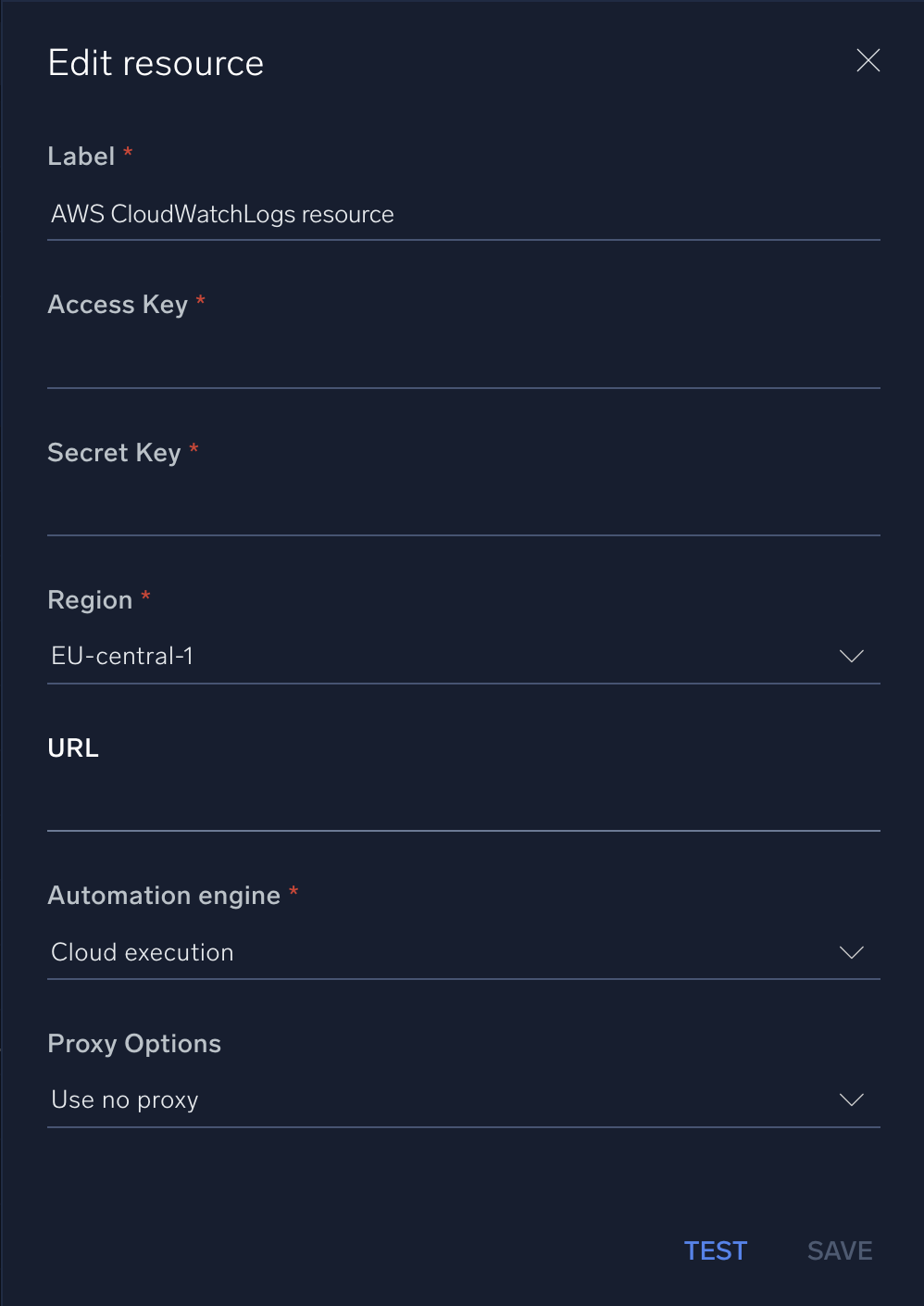 AWS CloudWatch Logs configuration