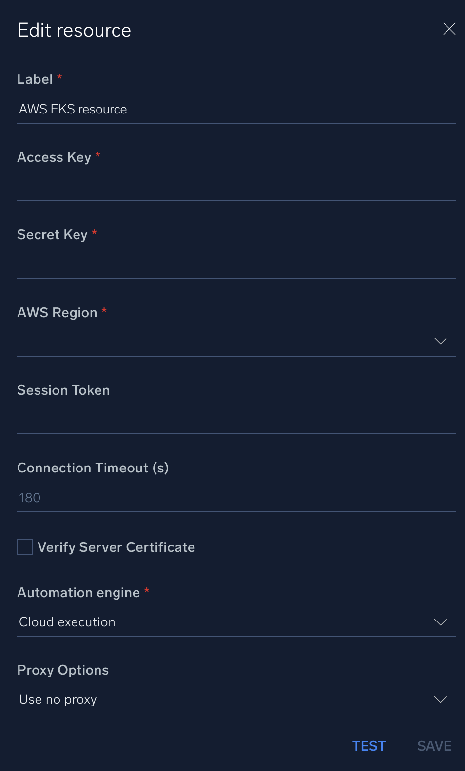 AWS EKS configuration