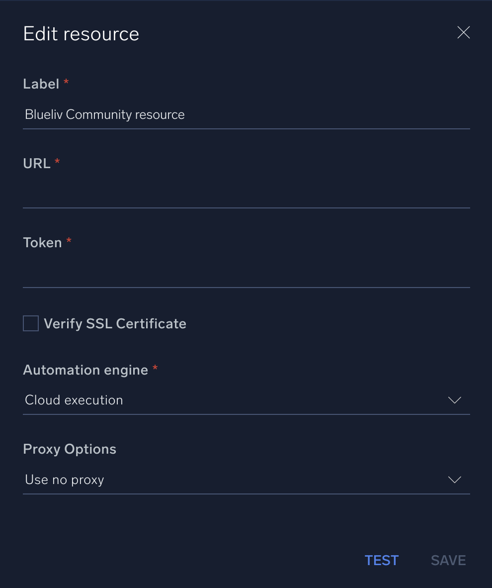 Blueliv Community configuration