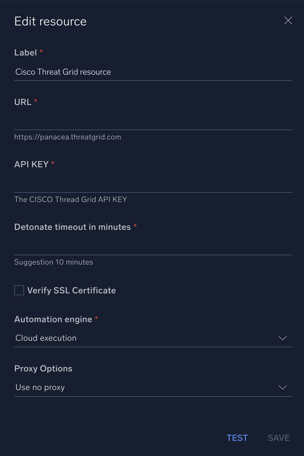 Cisco Threat Grid configuration