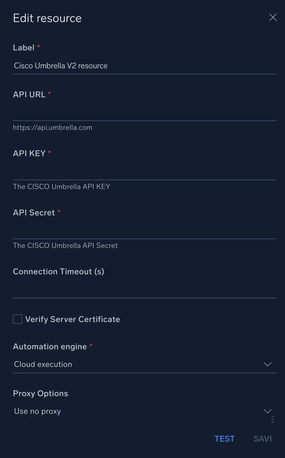 Cisco Umbrella V2 configuration